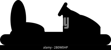 Stoßfänger Auto Silhouette Elektro-Maschine für Rennstrecke Sideshow Vergnügungspark Attraktion Dodgem Symbol schwarz Farbe Vektor Illustration flacher Stil einfach Stock Vektor