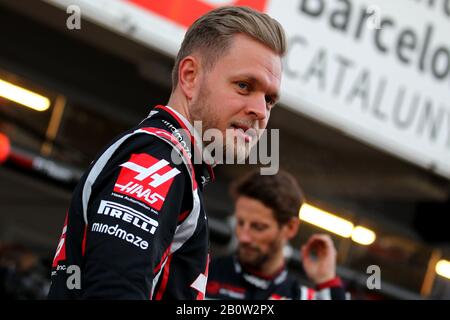 Team Haas präsentierte das neue 2020 Car #08 Romain Grosjean, Kevin Magnussen Haas F1 Team. Formel-1-Weltmeisterschaft 2020, Wintertesttage #1 202 Stockfoto