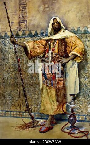 Moor with Musket 1882 von Rafael Senet, Oriental, Stockfoto