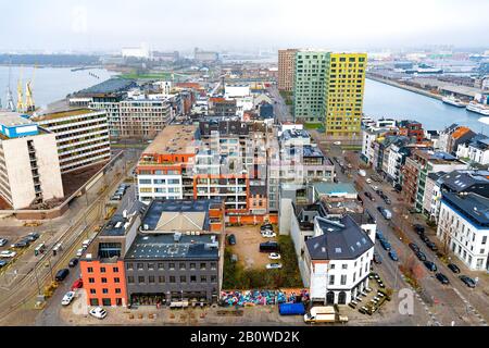 Stadtbild von Antwerpen (Belgien), Fassaden und Skyline Stockfoto