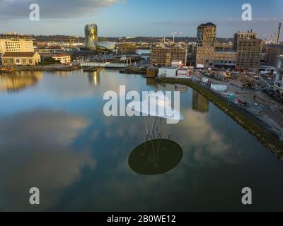 Gironde, Bordeaux, District Flood Basin, Luftbild Stockfoto
