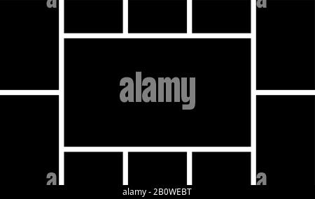 Fotorahmen Collage. Vorlage für Bilderrahmen. Retro-Image-Montage mit Mockup. Schwarze quadratische Fotos Vektortextur Stock Vektor