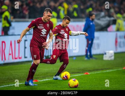 Andrea Belotti vom Torino FC Tduring the Serie A 2019/20 match between AC Milan vs Torino FC at the San Siro Stadium, Mailand, Italien on February 17, 2020 Stockfoto