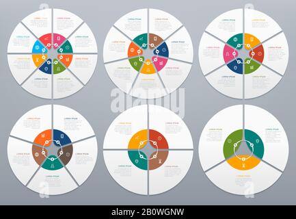 Infografik Kreis. Rundes Diagramm der Prozessschritte, Kreisdiagramm mit Pfeil. Kreise und Pfeile zeigen die Vektorgrafik an Stock Vektor