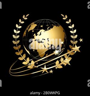 Abbildung mit goldenem Globus. Stock Vektor
