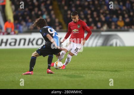 Während der UEFA Europa League, Runde 32, 1. Fussballspiel zwischen Club Brugge und Manchester United am 20. Februar 2020 im Jan Breydelstadion in Brügges, Belgien - Foto Laurent Lairys/DPPI Stockfoto