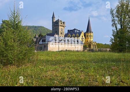 Schloss Rothestein über dem Werra-Tal bei Bad Sooden-Allendorf, Hessen, Deutschland, Europa Stockfoto