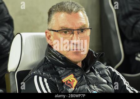 Februar 2020, American Express Community Stadium, Brighton and Hove, England; Premier League, Brighton und Hove Albion V Watford:Nigel Pearson Manager des Watford FC Stockfoto