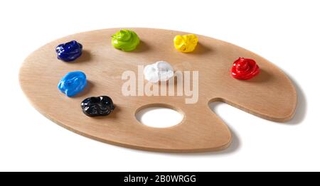 Malerpalette mit mehreren Farben Stockfoto