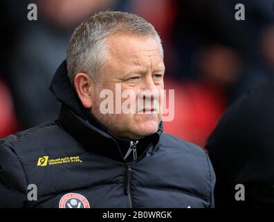 Februar 2020, Bramall Lane, Sheffield, England; Premier League, Sheffield United V Bournemouth: Sheffield United Manager Chris Wilder Stockfoto