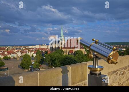 Blick vom Petersberg zum Dom in Erfurt, Thüringen, Deutschland, Europa Stockfoto