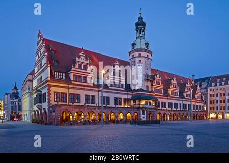 Markt mit Dem Alten Rathaus in Leipzig, Sachsen, Deutschland, Europa Stockfoto