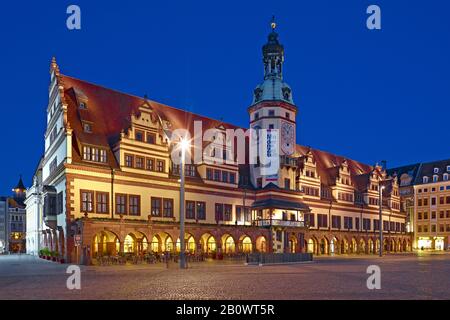 Markt mit Dem Alten Rathaus in Leipzig, Sachsen, Deutschland, Europa Stockfoto