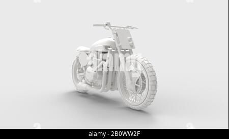 3D-Rendering eines computergenerierten Modells eines isolierten Motorrads Stockfoto
