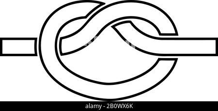 Knotenschnur geknüpfte Knotenschnur Konzept Else Symbol Umriss schwarze Farbe Vektor Illustration flaches Design einfaches Bild Stock Vektor