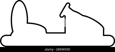 Stoßfänger Auto Silhouette Elektro-Maschine für Rennstrecke Sideshow Vergnügungspark Attraktion Dodgem Symbol Umriss schwarze Farbe Vektor-Illustration flach Stock Vektor
