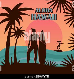 Menschen am Strand Plakat Vektorgrafiken Stock Vektor