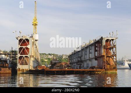 Hafenanlagen, Sewastopol, Krim, Ukraine, Osteuropa, Stockfoto