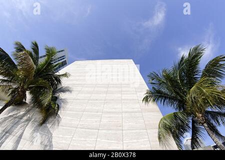 Teil der Fassade des InterContinental Hotels, Chopin Plaza, Bayfront Park, Downtown, Miami, Florida, USA, Stockfoto