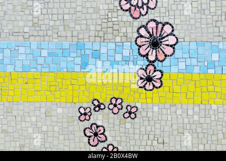 Blumenmosaik, Struktur am Miami River Walk, Downtown Miami, Florida, USA, Stockfoto