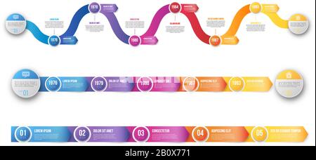 Infografiken Pfeil Timeline Storico Vorlage Stock Vektor