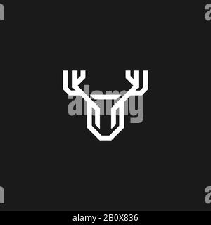 Monogramm-Deer-Vektorlogo im modernen Linienstil Stock Vektor