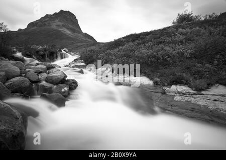 Fluss, Langzeitbelichtung, Jotunheimen National Park, Norwegen, Stockfoto