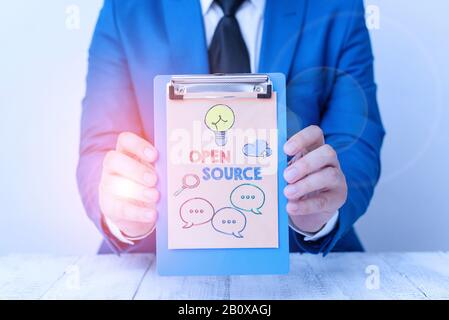 Text Zeichen zeigt Open Source. Business foto Präsentation beschreibt Software, die ursprüngliche Quellcode ist frei Stockfoto
