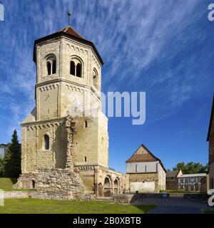 Turm der Klosterkirche Göllingen, Kyffhäuserkreis, Thüringen, Deutschland, Stockfoto