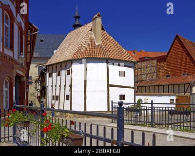 Ständerbau, Fachwerk Wordgasse, Quedlinburg, Sachsen-Anhalt, Deutschland, Stockfoto