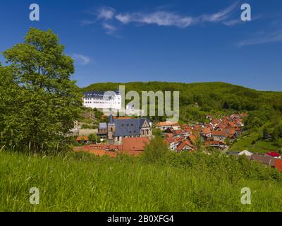 Blick auf Stolberg mit Burg, Stolberg/Harz, Sachsen-Anhalt, Deutschland, Stockfoto
