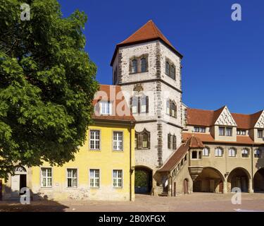 Hof von Moritzburg mit der Magdenenkapelle, Halle/Saale, Sachsen-Anhalt, Deutschland, Stockfoto