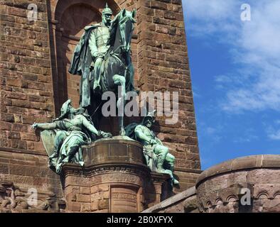 Kaiser Wilhelm I., Reiterstandbild am Kyffhäuser Denkmal, Kyffhäuser, Thüringen, Deutschland, Stockfoto