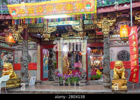 Eintritt zum chinesischen Tempel Tan Si Chong Su, Magazinstraße, Clarke Quay, Singapur Stockfoto