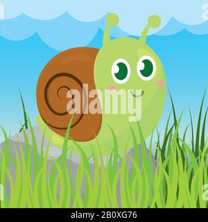 Süße Schnecke Cartoon Stock Vektor