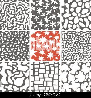Set von 9 abstrakten nahtlose Doodle Muster und Texturen. Kann für Hintergrundbilder, Musterfüllungen, Web-Seite Hintergründe, Textildrucke etc. Verwendet werden Stock Vektor