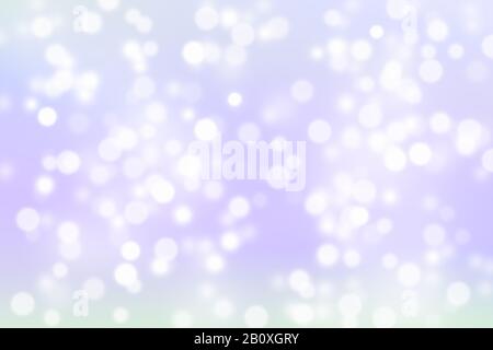 Ein abstrakter Hintergrund mit Bokeh-Effekt, der sich für Weihnachtsfeiern eignet, in blasslilafarbenen Farben, mit weißen Kreisen. Stockfoto
