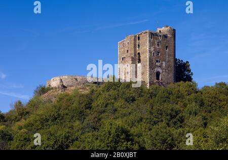 Burgruine Arnstein bei Arnstein, Landkreis Harkerode, Sachsen-Anhalt, Deutschland, Stockfoto