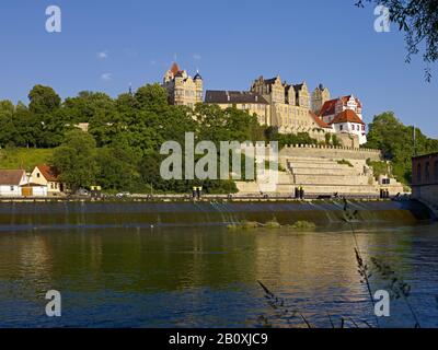 Schloss über der Saale in Bernburg, Sachsen-Anhalt, Deutschland, Stockfoto