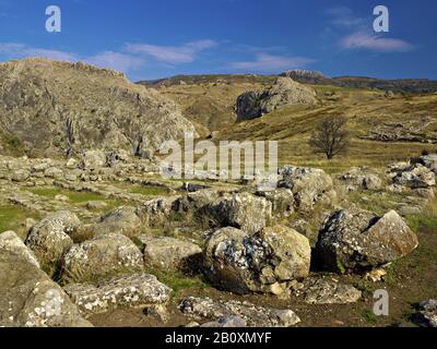 Tempel 1 Unterstadt, hethitische Hauptstadt Hattuscha, Bogazkale, Zentralanatolien, Türkei, Stockfoto