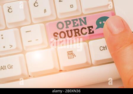 Text Zeichen zeigt Open Source. Business foto Präsentation beschreibt Software, die ursprüngliche Quellcode ist frei Stockfoto