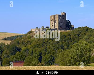 Burgruine Arnstein bei Arnstein, Landkreis Harkerode, Sachsen-Anhalt, Deutschland, Stockfoto