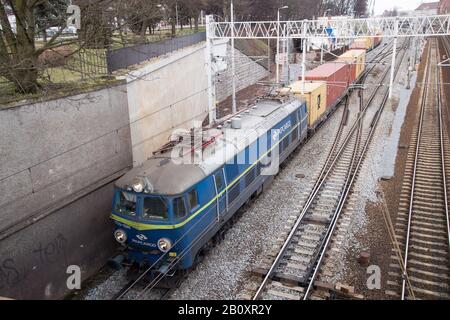 Containerzug in Gdansk, Polen. Februar 2020 © Wojciech Strozyk / Alamy Stock Photo Stockfoto