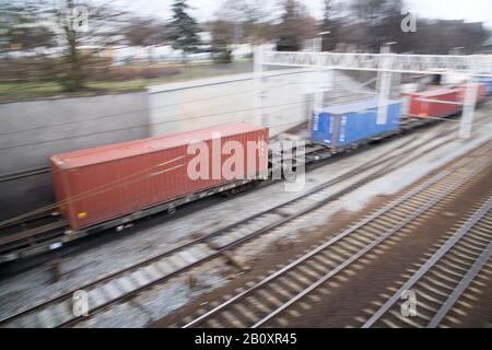 Containerzug in Gdansk, Polen. Februar 2020 © Wojciech Strozyk / Alamy Stock Photo Stockfoto