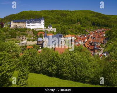 Blick auf Stolberg mit Burg, Stolberg/Harz, Sachsen-Anhalt, Deutschland, Stockfoto