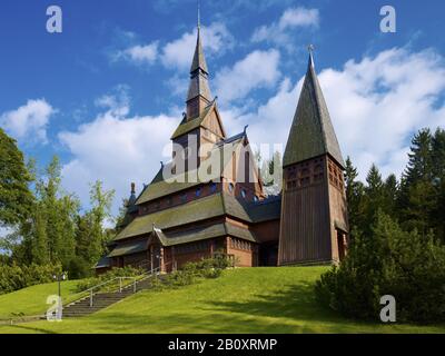 Gustav Adolf Stave Kirche in Hahnenklee, Harz, Goslar, Niedersachsen, Deutschland, Stockfoto