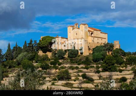 Kloster Santuari de Sant Salvador, Spanien, Balearen, Mallorca, Arta Stockfoto