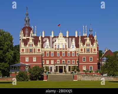 Neues Schloss im Pücklerpark Bad Muskau, Oberlausitz, Sachsen, Deutschland, Stockfoto