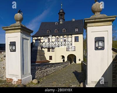 Torhaus der Burg Burgk an der Saale, Thüringen, Deutschland, Stockfoto