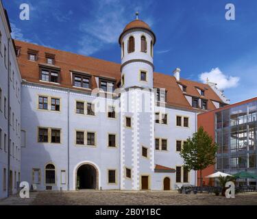 Burghof, Schloss Osterstein in Zwickau, Sachsen, Deutschland, Stockfoto